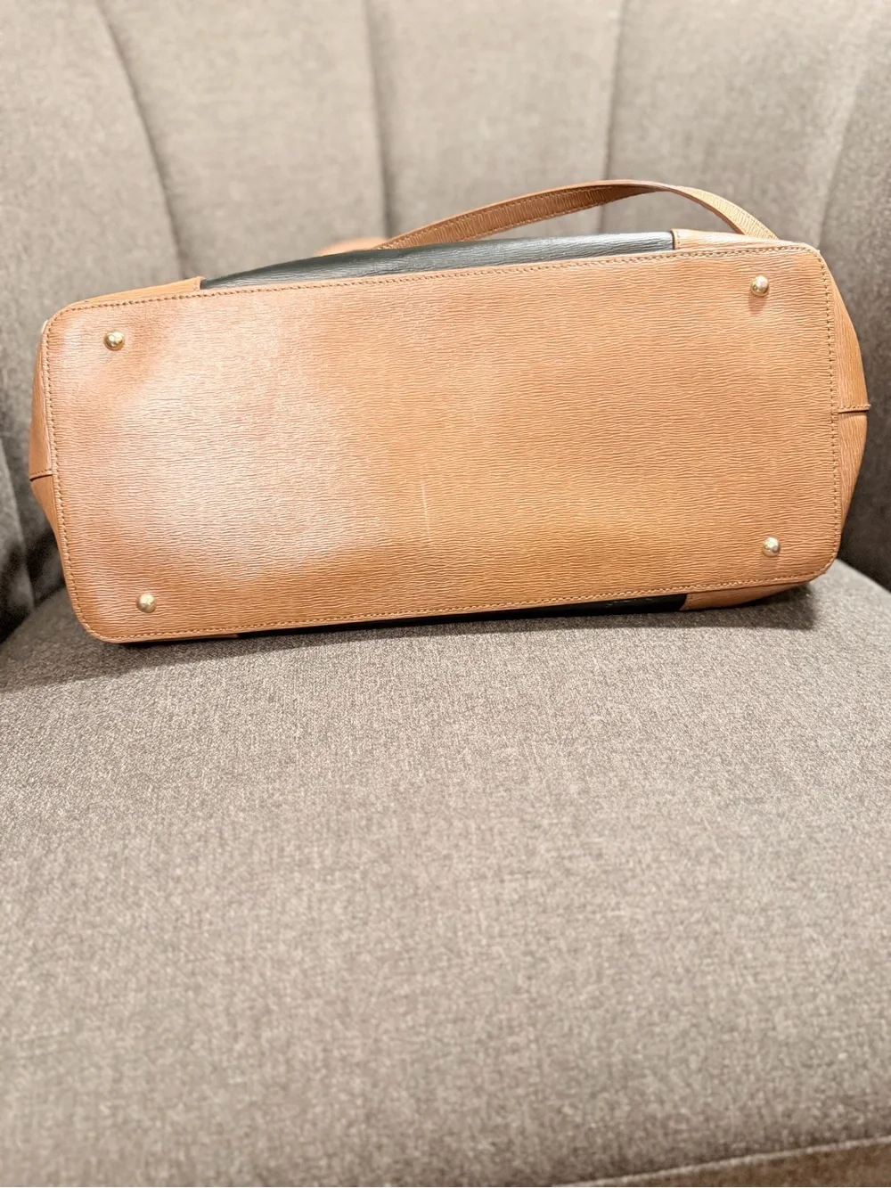 Ralph Lauren Newbury Black and Brown Two-Tone Leather Satchel
